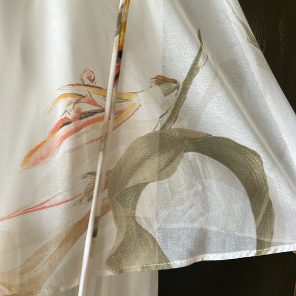 White House Black Market White Floral Print Tiered Bohemian Column Dress Medium - Picture 4 of 16